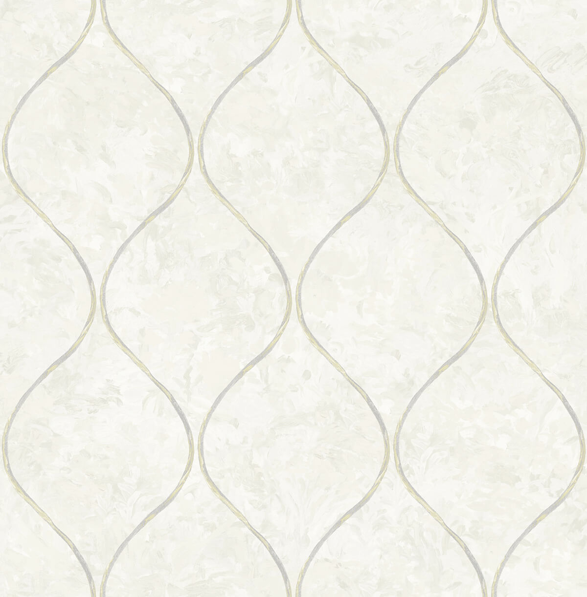 Seabrook French Impressionist Ogee Wallpaper - Off White