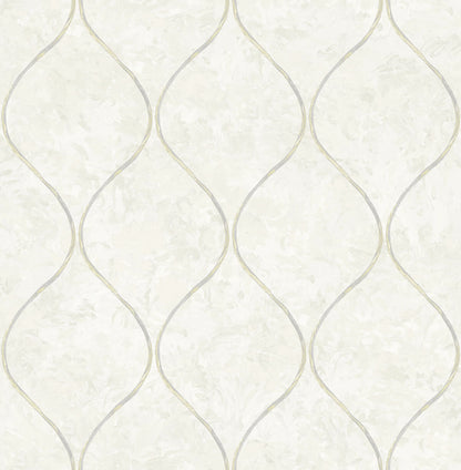 Seabrook French Impressionist Ogee Wallpaper - Off White