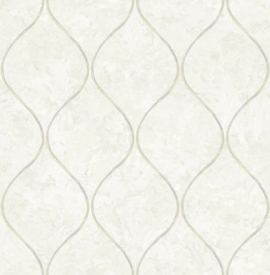 Seabrook French Impressionist Ogee Wallpaper - Off White