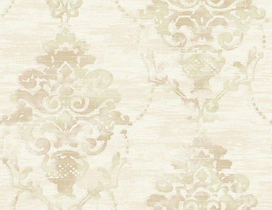 Seabrook French Impressionist Damask Wallpaper - Beige