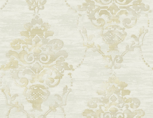 Seabrook French Impressionist Damask Wallpaper - Beige