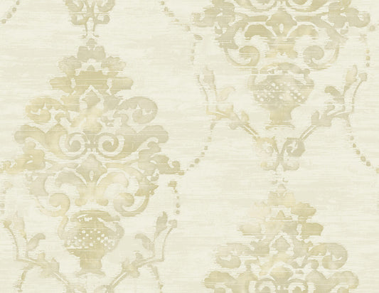 Seabrook French Impressionist Damask Wallpaper - Beige