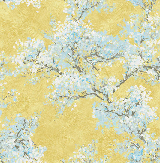 Seabrook French Impressionist Cherry Blossoms Wallpaper - Yellow
