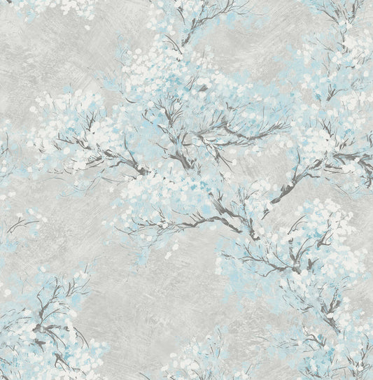 Seabrook French Impressionist Cherry Blossoms Wallpaper - Silver
