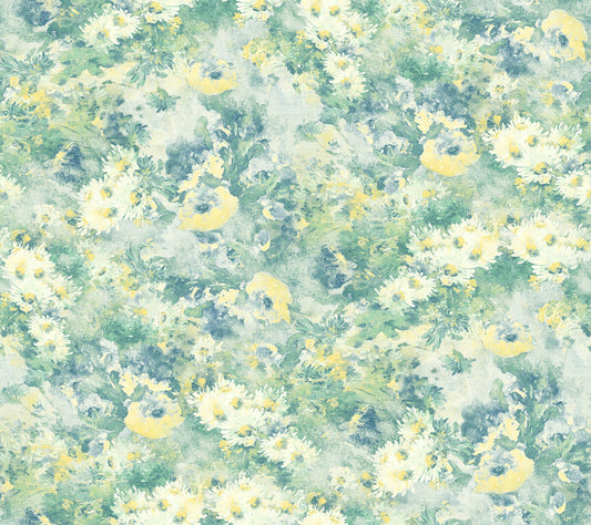 Seabrook French Impressionist Daisy Wallpaper - Green