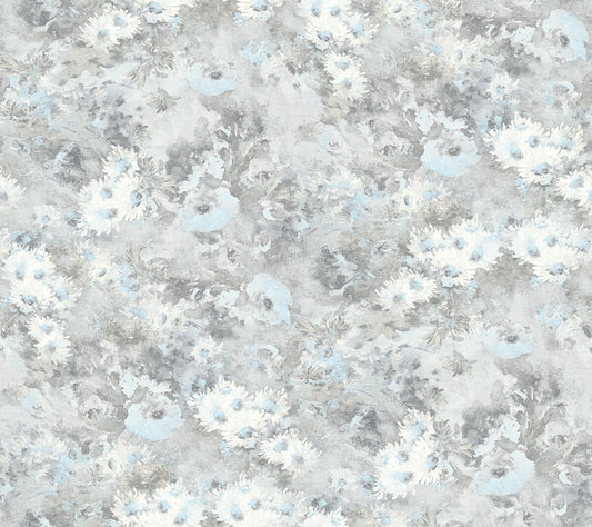 Seabrook French Impressionist Daisy Wallpaper - Silver