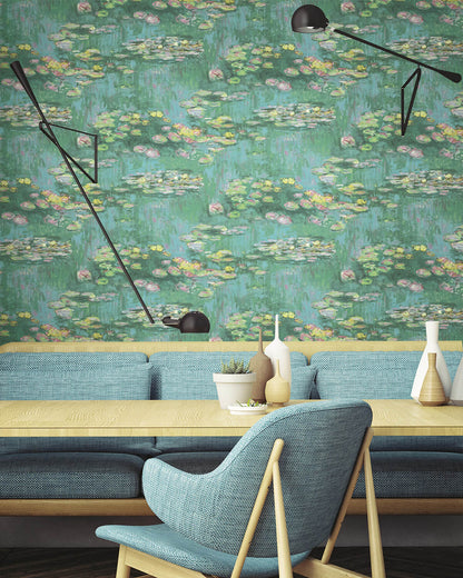 Seabrook French Impressionist Lily Pads Wallpaper - Green