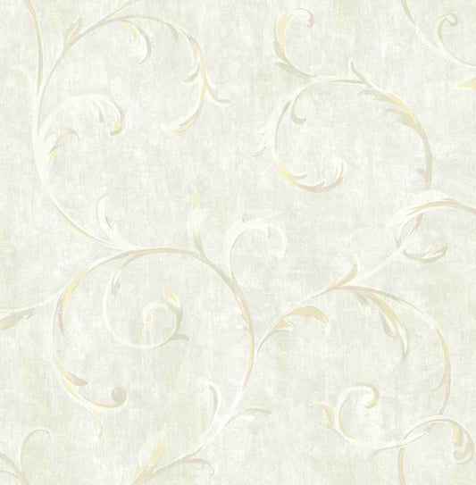 Seabrook French Impressionist Scroll Wallpaper - White