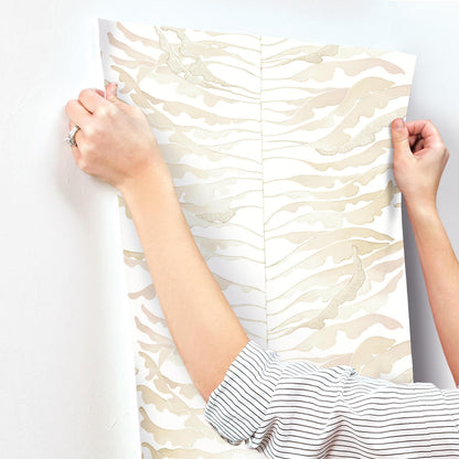 Formations Leaf Column Wallpaper - Taupe