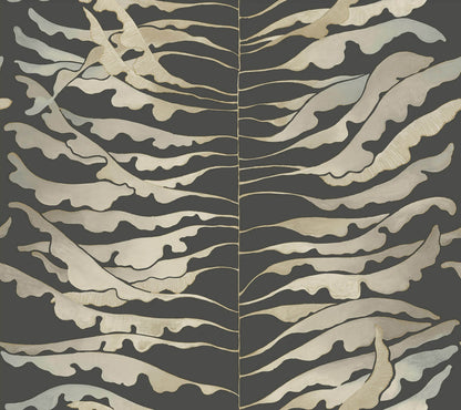 Formations Leaf Column Wallpaper - Black