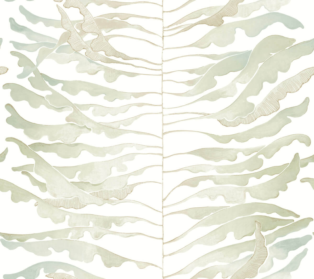 Formations Leaf Column Wallpaper - Green & White