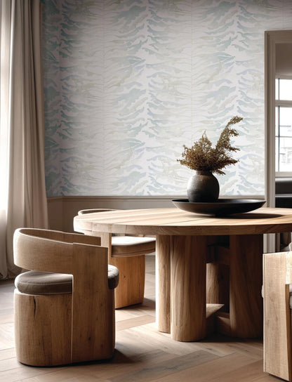 Formations Leaf Column Wallpaper - Spa Blue