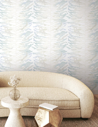 Formations Leaf Column Wallpaper - Spa Blue