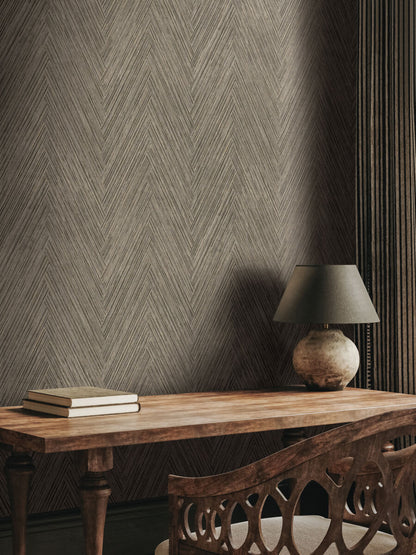 Formations Thatched Chevron Wallpaper - Charcoal