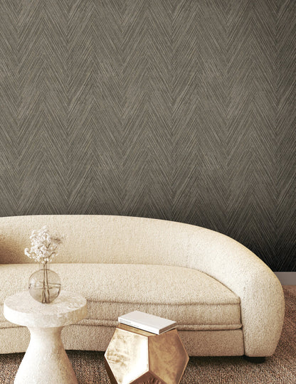 Formations Thatched Chevron Wallpaper - Charcoal