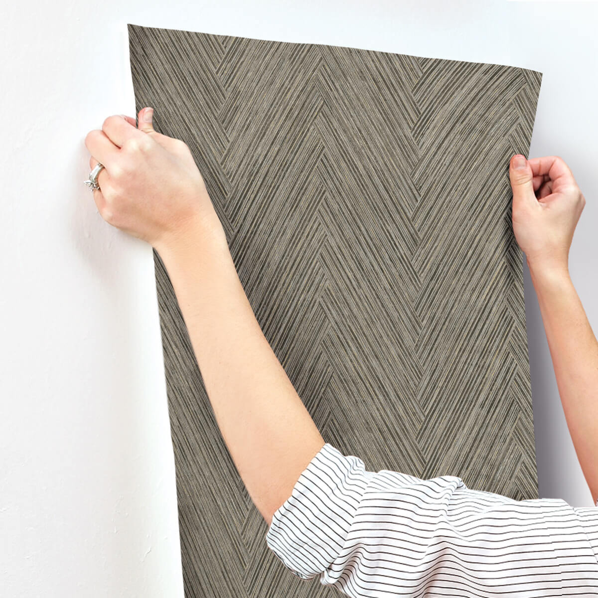 Formations Thatched Chevron Wallpaper - Charcoal