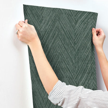 Formations Thatched Chevron Wallpaper - Bottle Green