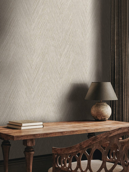 Formations Thatched Chevron Wallpaper - Linen