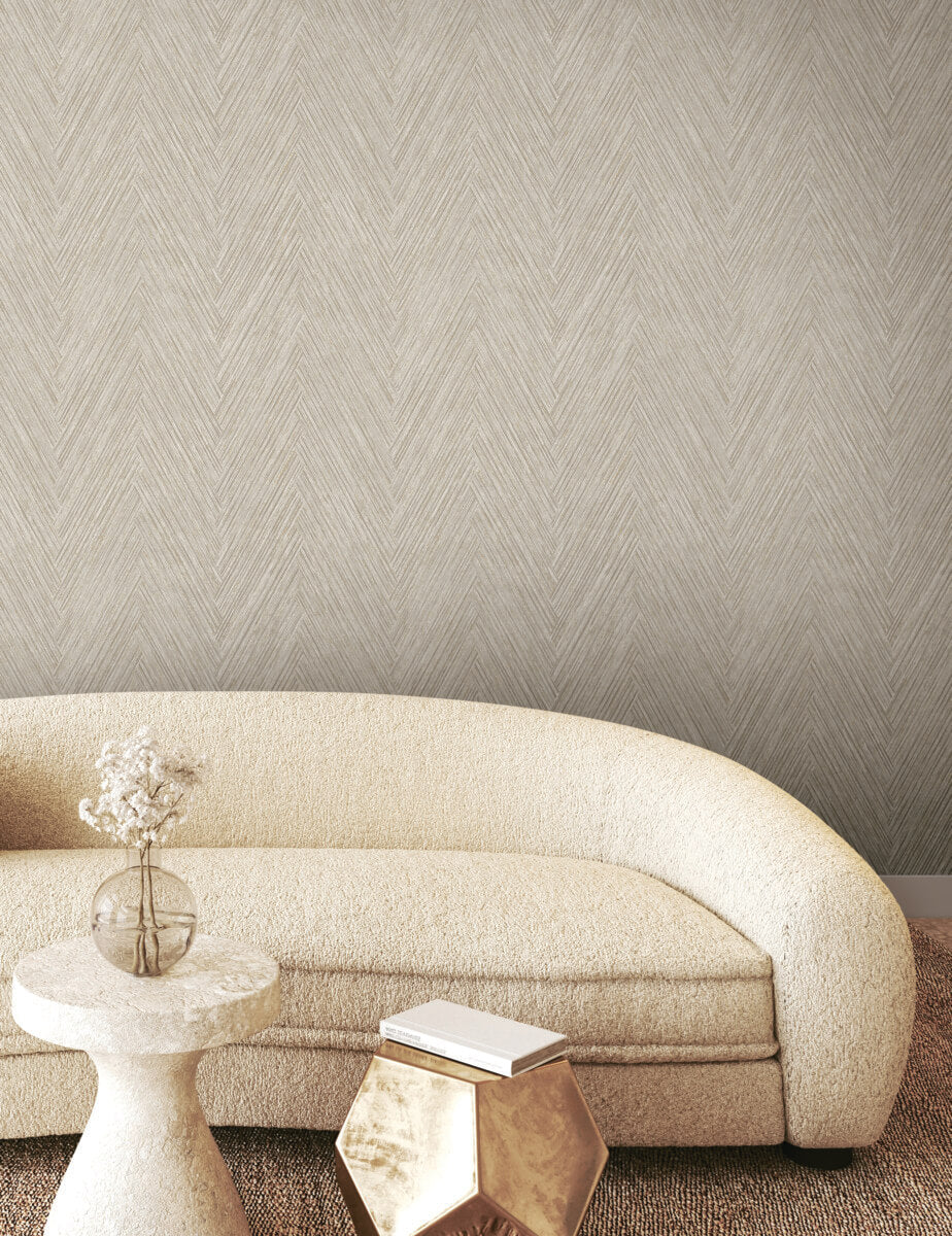 Formations Thatched Chevron Wallpaper - Linen