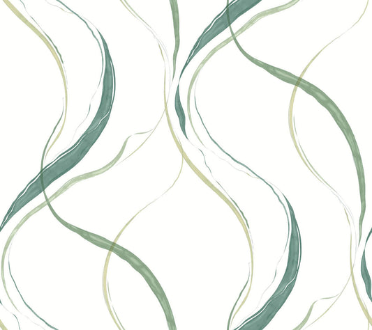 Formations Ink Flow Wallpaper - Green & White