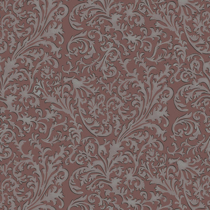 Mitchell Black Florentine Vine Wallpaper - Crimson