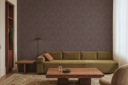 Mitchell Black Florentine Vine Wallpaper - Crimson