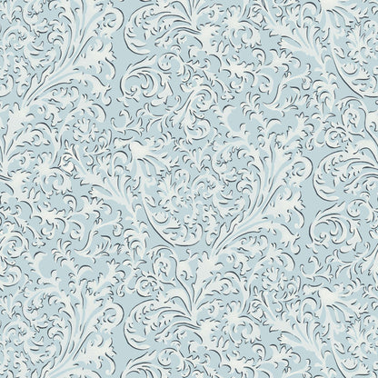 Mitchell Black Florentine Vine Wallpaper - Daytime Blue
