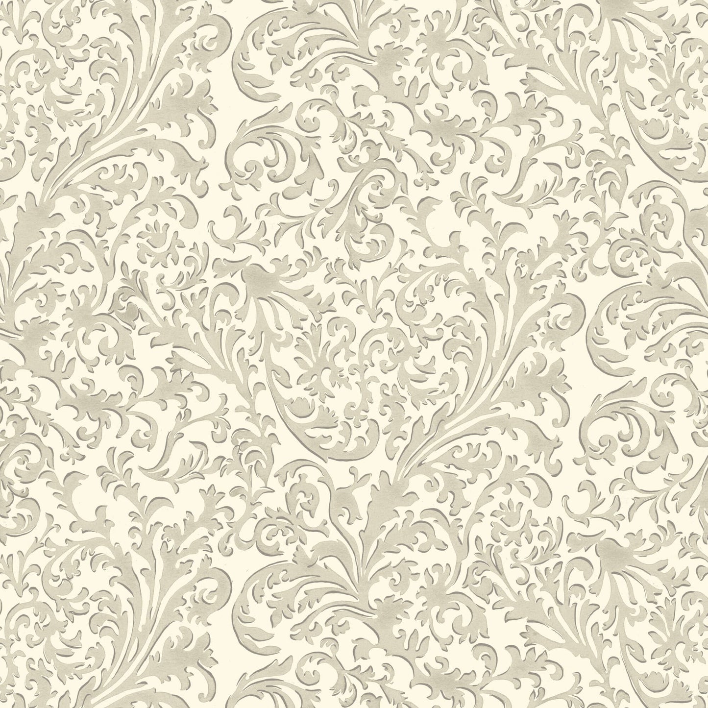 Mitchell Black Florentine Vine Wallpaper Sample - Linen