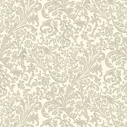 Mitchell Black Florentine Vine Wallpaper - Linen