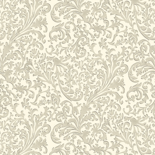 Mitchell Black Florentine Vine Wallpaper - Linen