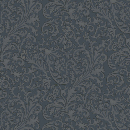 Mitchell Black Florentine Vine Wallpaper - Midnight