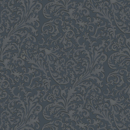 Mitchell Black Florentine Vine Wallpaper - Midnight