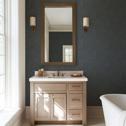 Mitchell Black Florentine Vine Wallpaper - Midnight