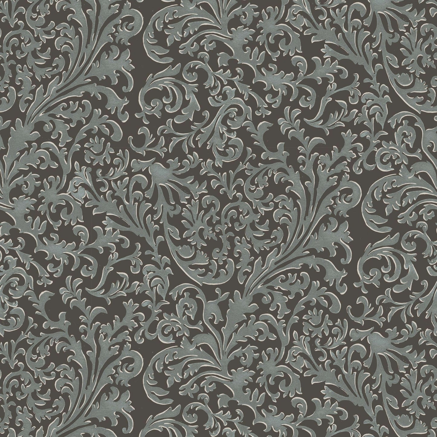 Mitchell Black Florentine Vine Wallpaper Sample - Obsidian