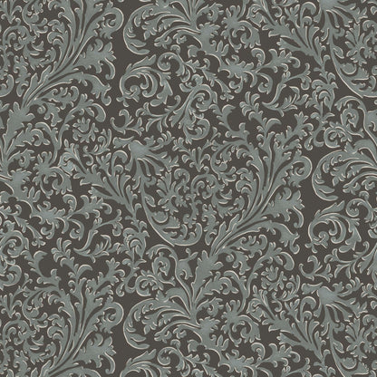 Mitchell Black Florentine Vine Wallpaper - Obsidian