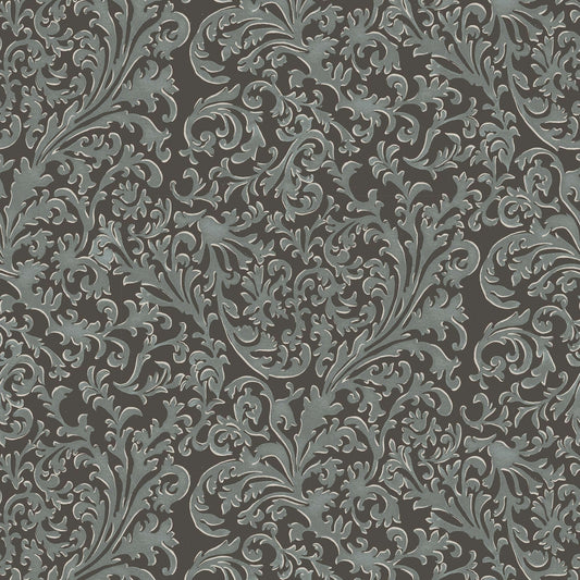 Mitchell Black Florentine Vine Wallpaper - Obsidian