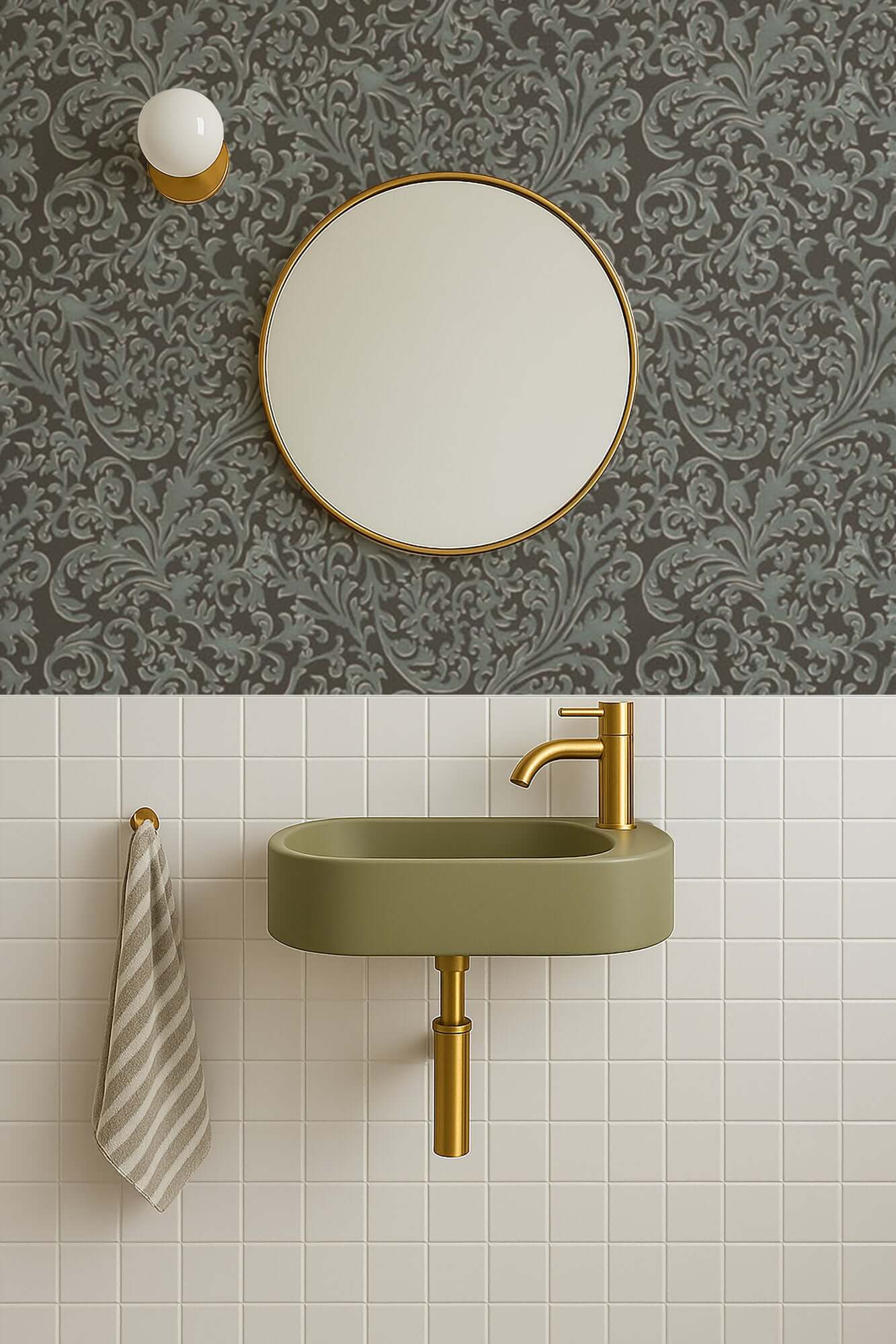 Mitchell Black Florentine Vine Wallpaper - Obsidian