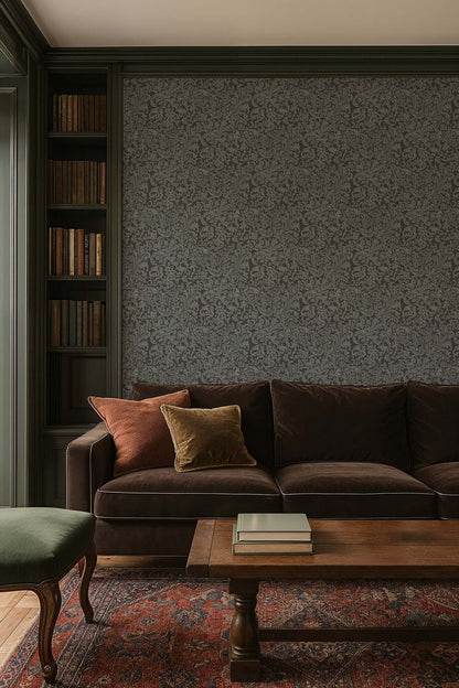 Mitchell Black Florentine Vine Wallpaper - Obsidian
