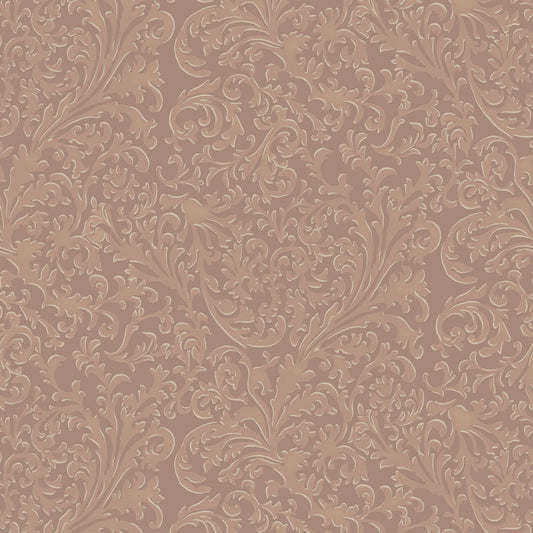 Mitchell Black Florentine Vine Wallpaper - Red Clay