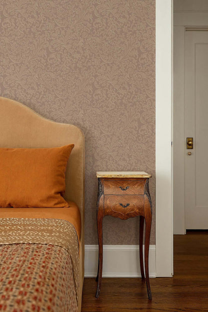 Mitchell Black Florentine Vine Wallpaper - Red Clay