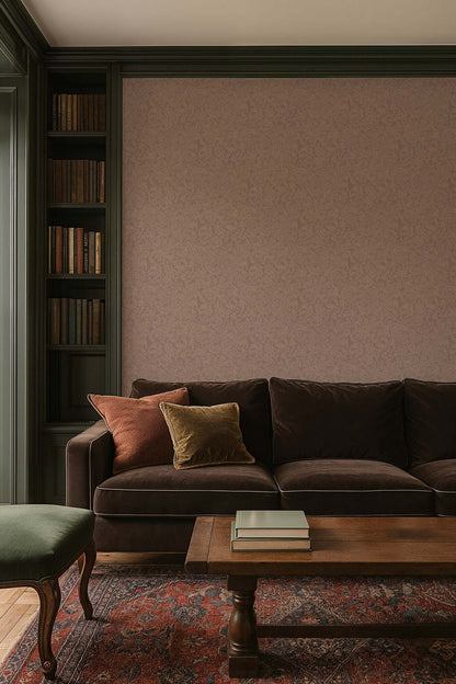 Mitchell Black Florentine Vine Wallpaper - Red Clay