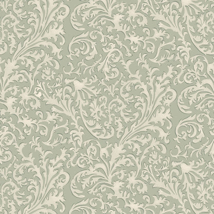 Mitchell Black Florentine Vine Wallpaper - Thyme Green