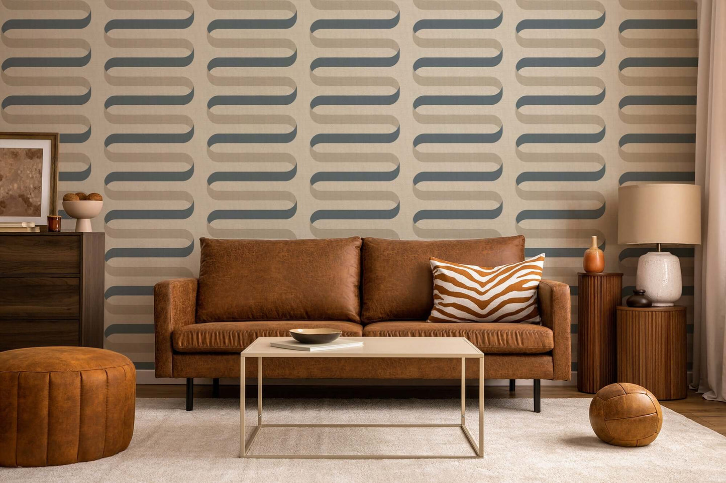 Mitchell Black Folding Ribbon Wallpaper - Cotton Slate