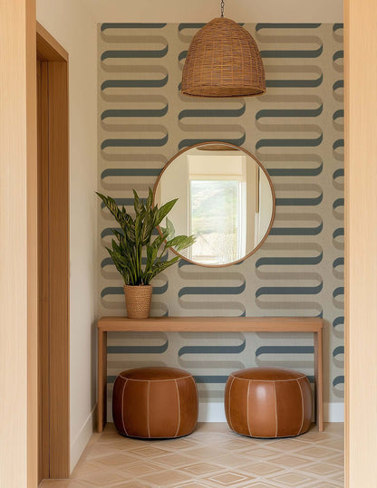 Mitchell Black Folding Ribbon Wallpaper - Cotton Slate