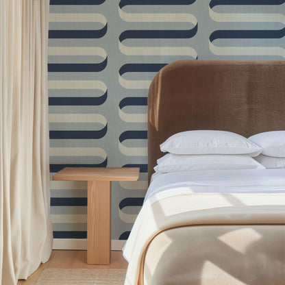 Mitchell Black Folding Ribbon Wallpaper - Lacquered Blues