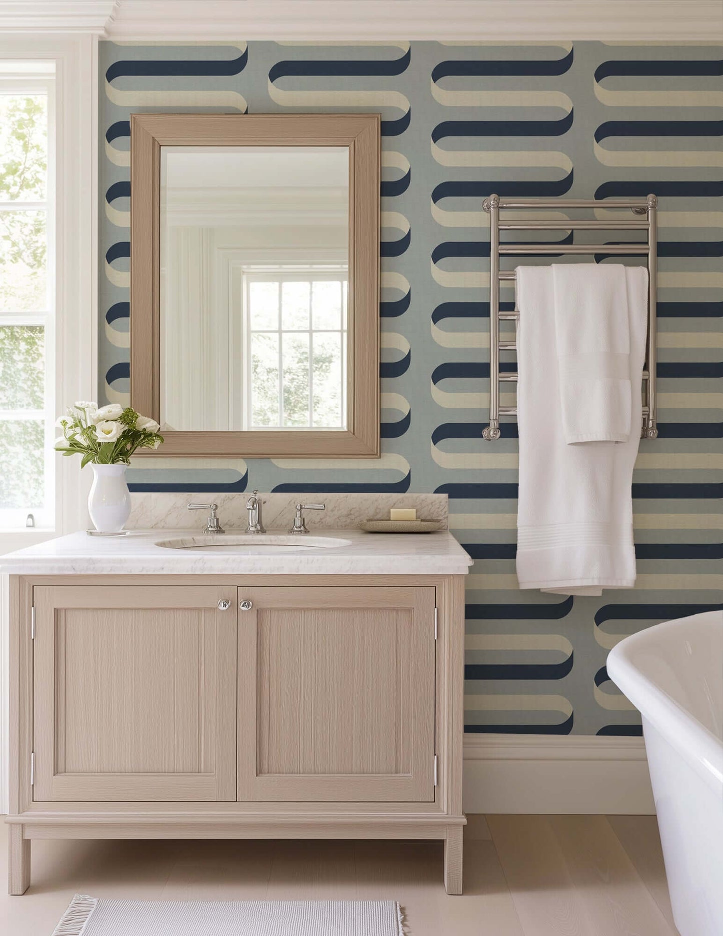Mitchell Black Folding Ribbon Wallpaper - Lacquered Blues