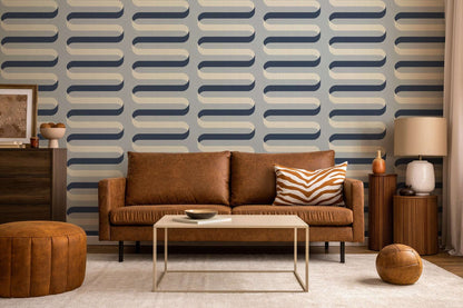 Mitchell Black Folding Ribbon Wallpaper - Lacquered Blues