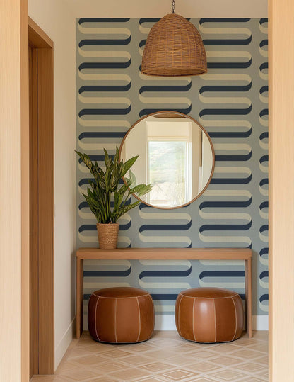 Mitchell Black Folding Ribbon Wallpaper - Lacquered Blues