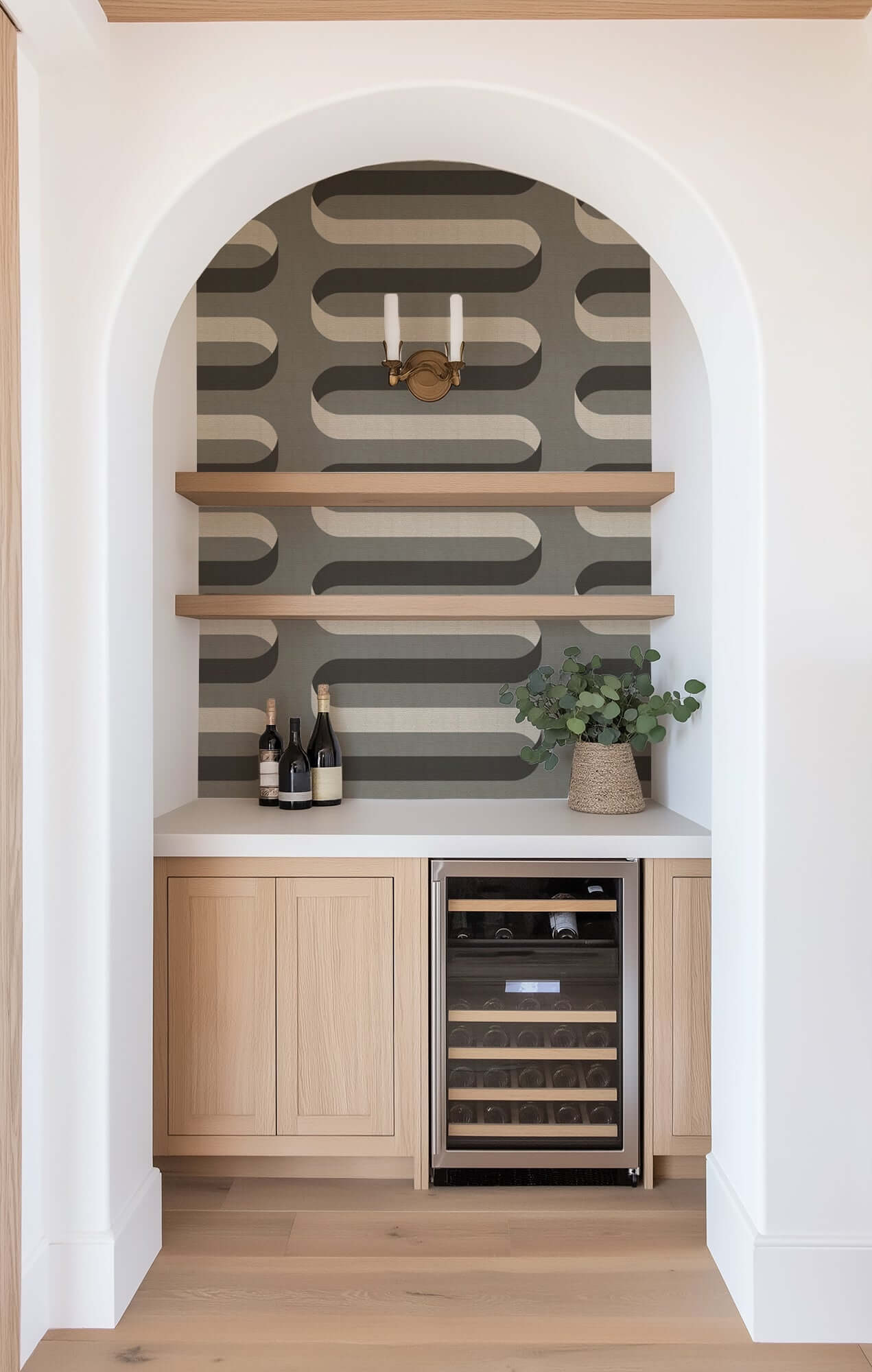 Mitchell Black Folding Ribbon Wallpaper - Smoky Umber
