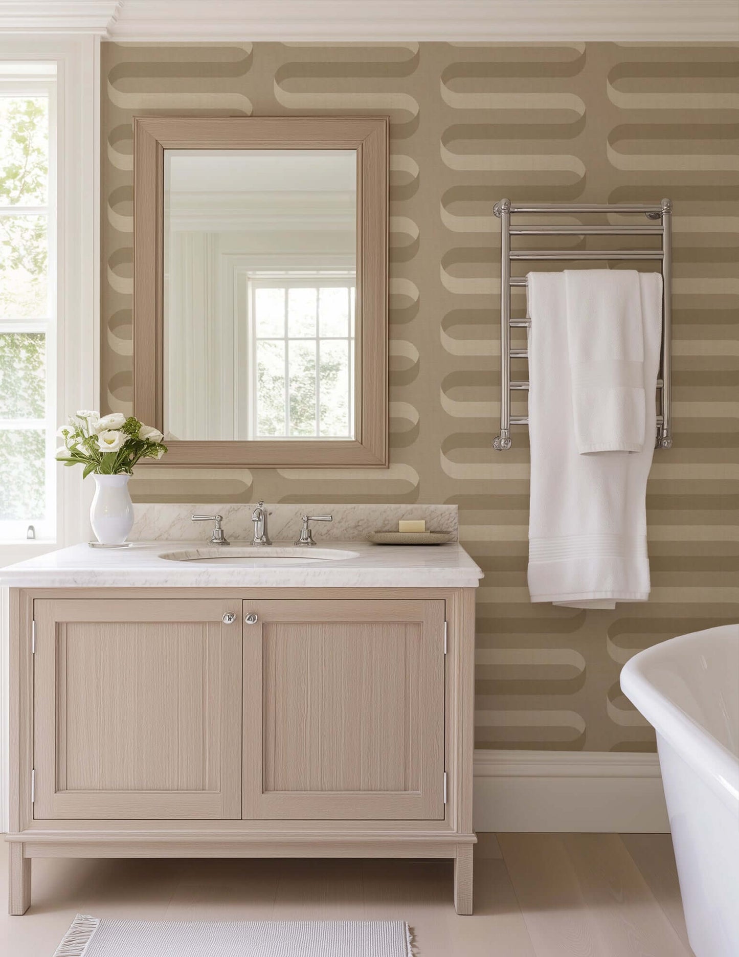 Mitchell Black Folding Ribbon Wallpaper - Wheat